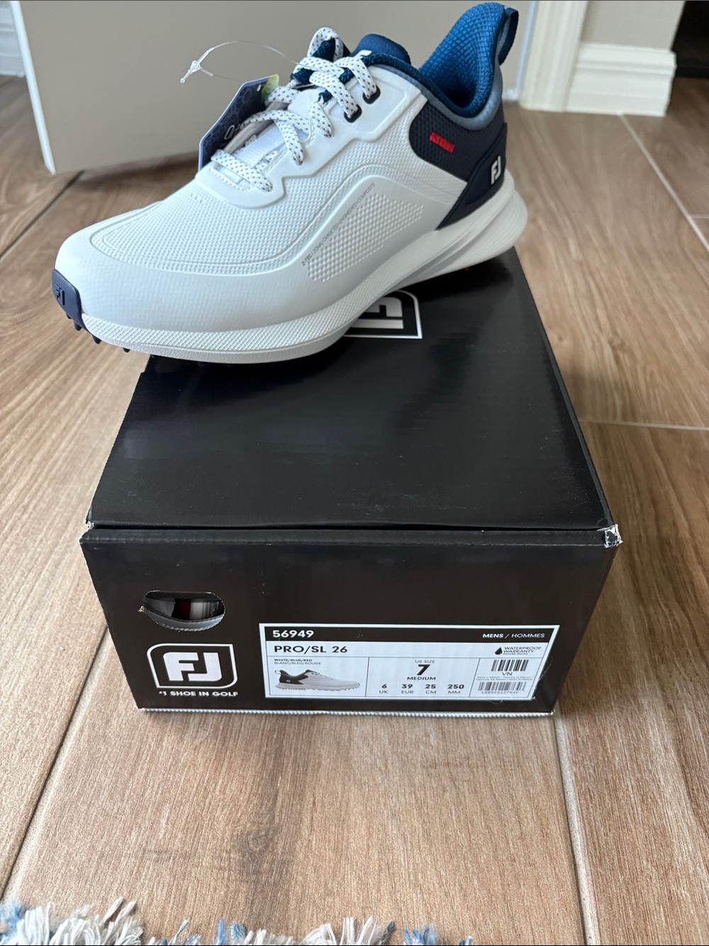 FootJoy Men’s Golf Shoes in White and Navy with Blue Lining